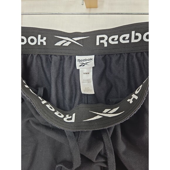 Reebok Black Jogger Sweatpants Zipper Pockets Men Medium Cotton Blend Drawstring - Picture 7 of 8